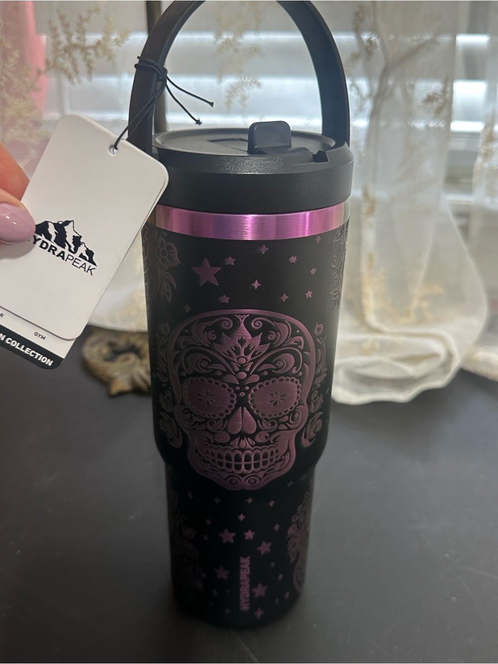 Hydro peak iridescent sugar skull water trumbler